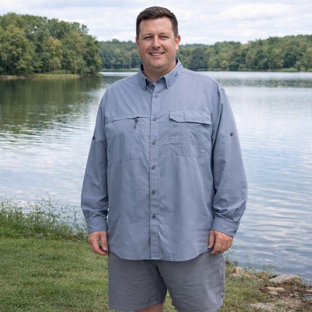Roundtree & Yorke Mens Performance Shirt XXL Long Sleeve ButtonUp Breathable NWT